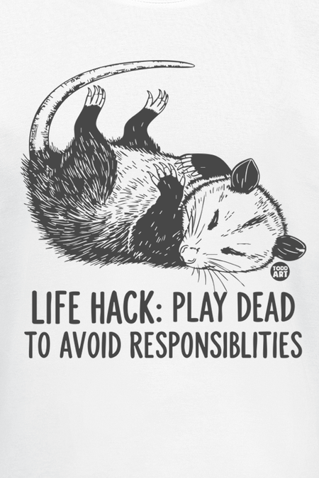 T-Shirt Manches courtes Fun de Todd Goldman - Live Hack: Play Dead To Avoid Responsibilities - M à 3XL - pour Homme - blanc - Todd Goldman - View 2