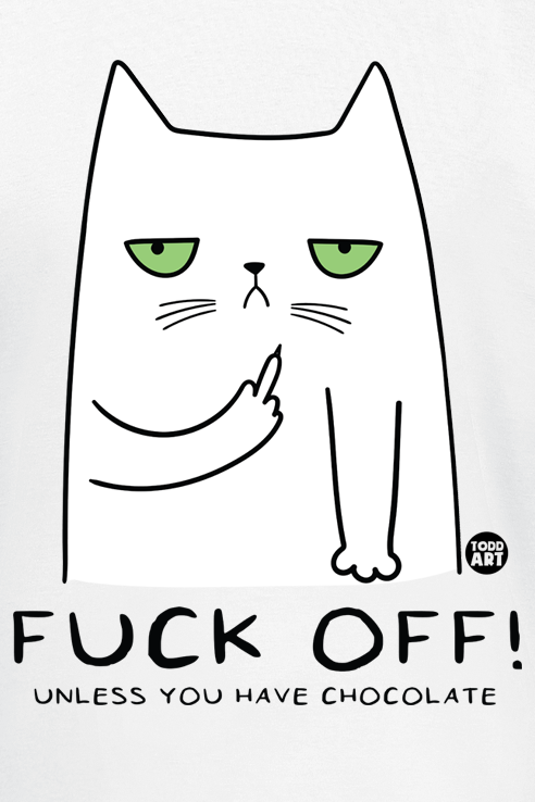 T-Shirt Manches courtes Fun de Todd Goldman - Fuck Off! Until You Have Chocolate - M à 3XL - pour Homme - blanc - Todd Goldman - View 2