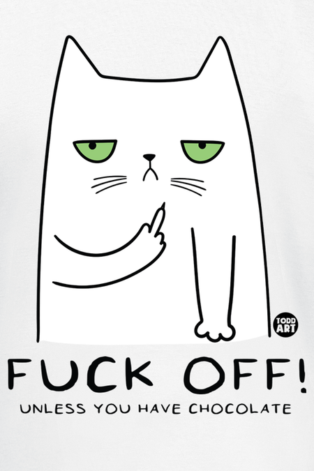 T-Shirt Manches courtes Fun de Todd Goldman - Fuck Off! Until You Have Chocolate - M à 3XL - pour Homme - blanc - Todd Goldman - View 2