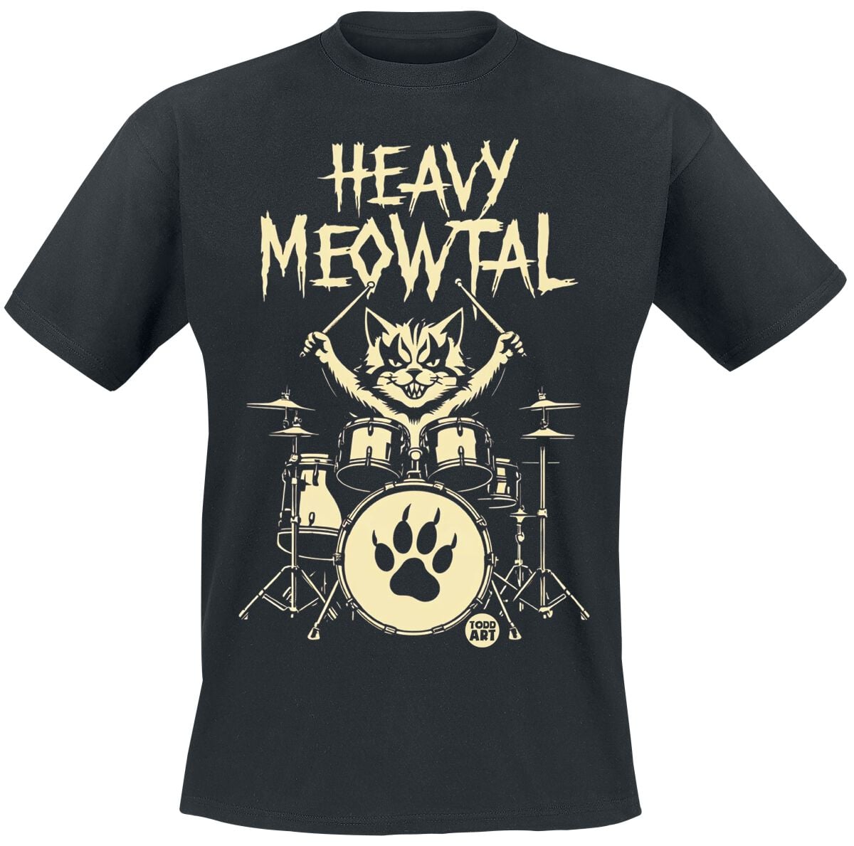 T-Shirt Manches courtes Fun de Todd Goldman - Heavy Meowtal - XL à 3XL - pour Homme - noir - Todd Goldman