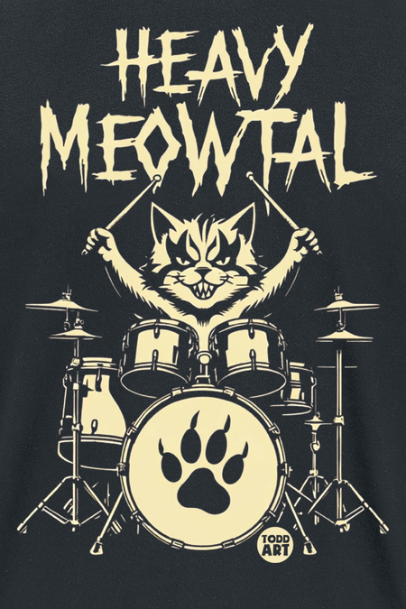 T-Shirt Manches courtes Fun de Todd Goldman - Heavy Meowtal - XL à 3XL - pour Homme - noir - Todd Goldman - View 2