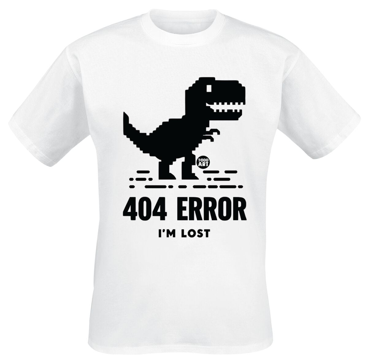 T-Shirt Manches courtes Fun de Todd Goldman - 404 Error - Dinosaure - M à 3XL - pour Homme - blanc - Todd Goldman