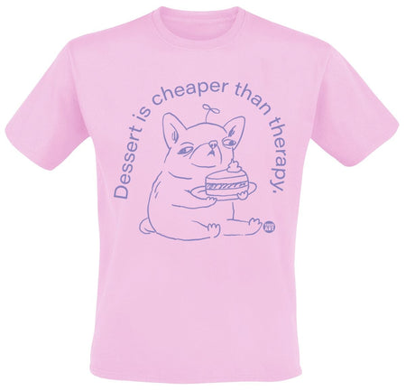 T-Shirt Manches courtes Fun de Todd Goldman - Dessert Is Cheaper Than Therapy. - M à 3XL - pour Homme - rose clair - Todd Goldman