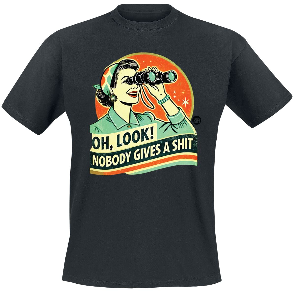 T-Shirt Manches courtes Fun de Todd Goldman - Oh Look! Nobody Gives A Shit - M - pour Homme - noir - Todd Goldman
