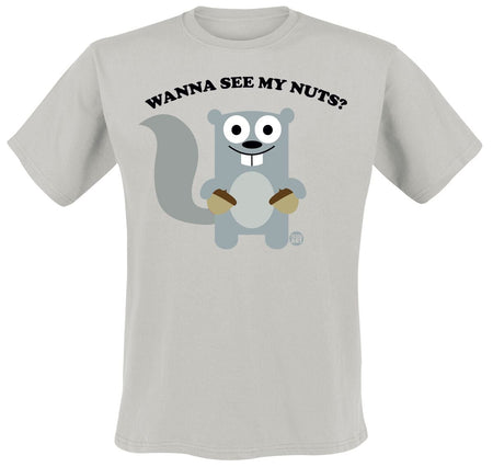 T-Shirt Manches courtes Fun de Todd Goldman - Wanna see my nuts - Écureuil - M à 3XL - pour Homme - gris - Todd Goldman