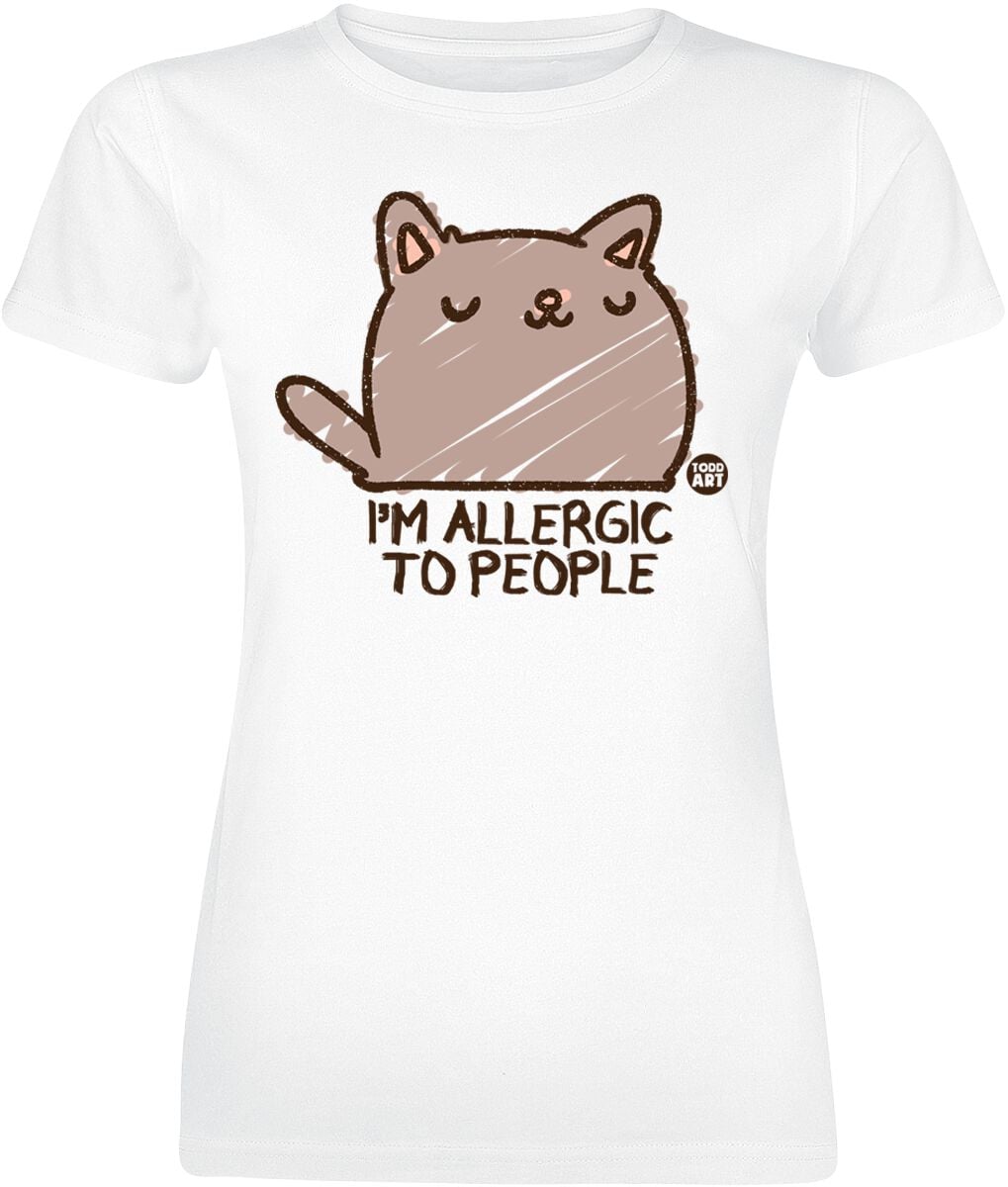 T-Shirt Manches courtes Fun de Todd Goldman - I'm allergic to people - Chat - S à XXL - pour Femme - blanc - Todd Goldman