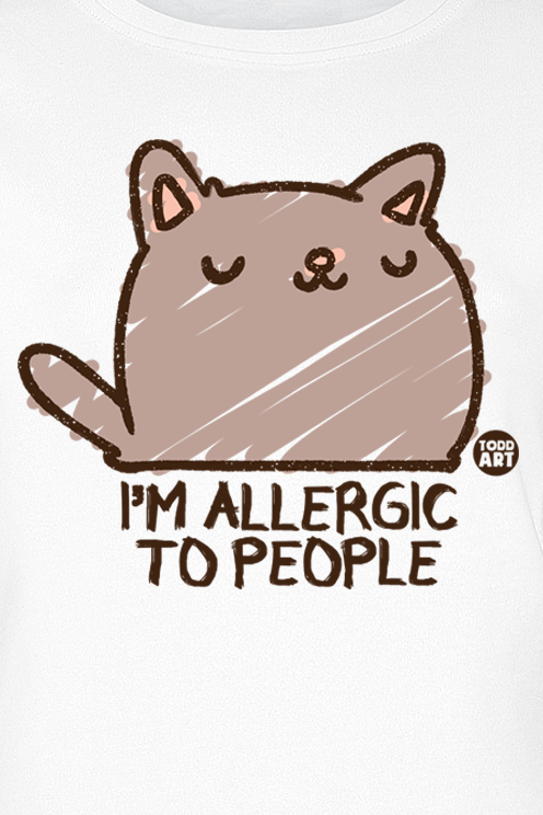 T-Shirt Manches courtes Fun de Todd Goldman - I'm allergic to people - Chat - S à XXL - pour Femme - blanc - Todd Goldman - View 2