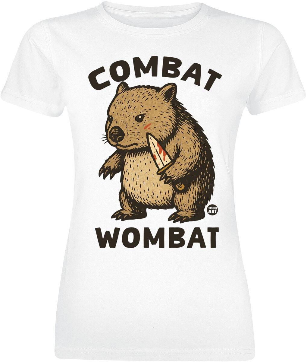 T-Shirt Manches courtes Fun de Todd Goldman - Combat Wombat - S à XXL - pour Femme - blanc - Todd Goldman