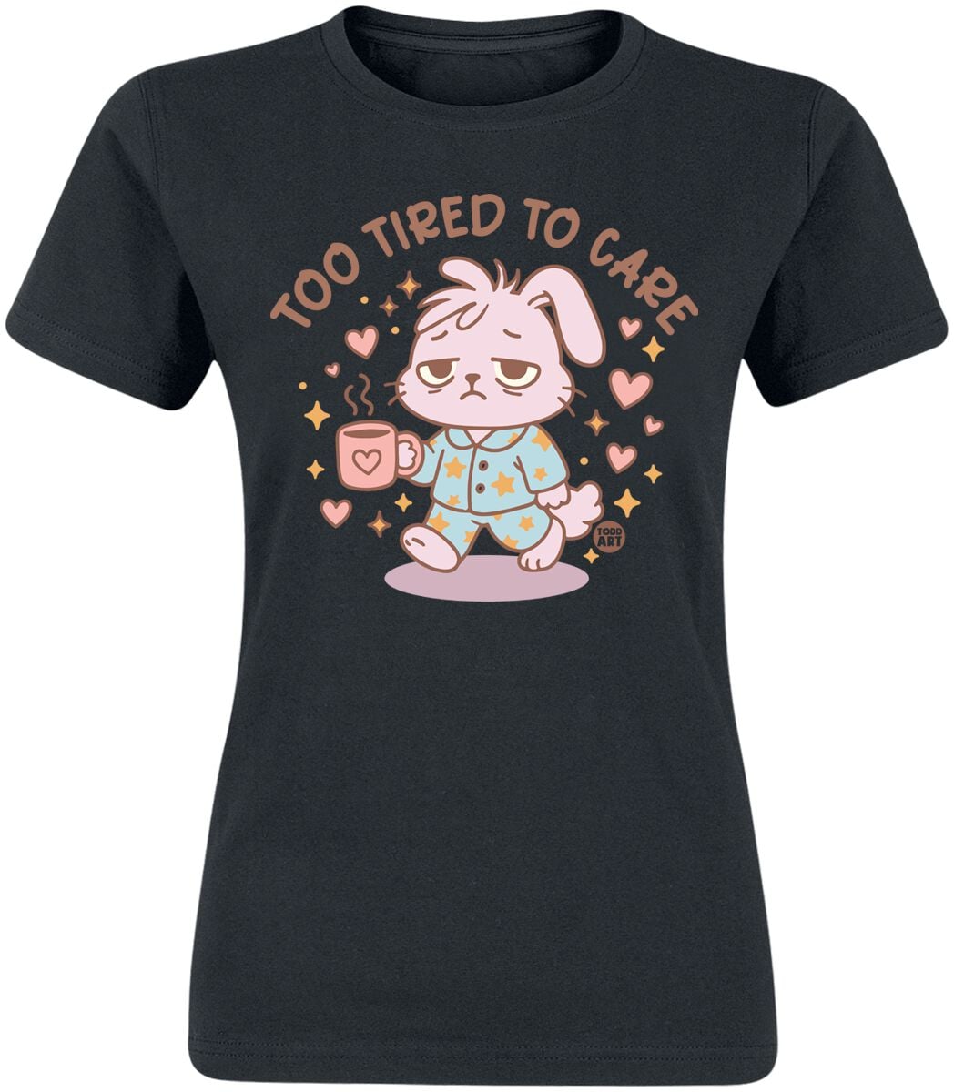 T-Shirt Manches courtes Fun de Todd Goldman - Too Tired To Care - S à XXL - pour Femme - noir - Todd Goldman