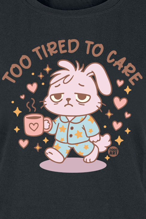 T-Shirt Manches courtes Fun de Todd Goldman - Too Tired To Care - S à XXL - pour Femme - noir - Todd Goldman - View 2