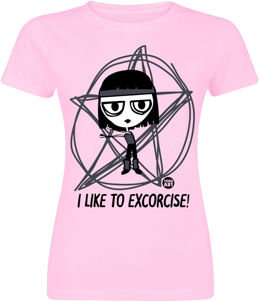 T-Shirt Manches courtes Fun de Todd Goldman - I Like To Exorcise - S à XXL - pour Femme - rose clair - Todd Goldman