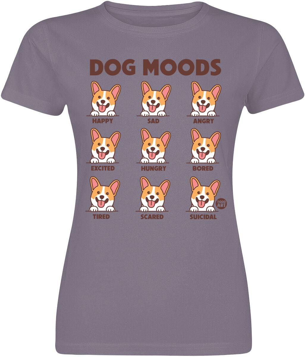 T-Shirt Manches courtes Fun de Todd Goldman - Dog Moods - S à XXL - pour Femme - lilas - Todd Goldman