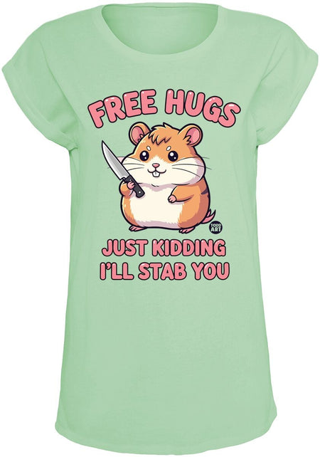 T-Shirt Manches courtes Fun de Todd Goldman - Free Hugs - Just Kidding - I'll Stab You - S à XXL - pour Femme - menthe - Todd Goldman