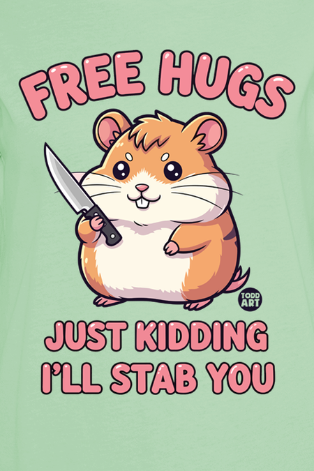 T-Shirt Manches courtes Fun de Todd Goldman - Free Hugs - Just Kidding - I'll Stab You - S à XXL - pour Femme - menthe - Todd Goldman - View 2
