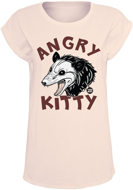 T-Shirt Manches courtes Fun de Todd Goldman - Angry Kitty - Opossum - S à XXL - pour Femme - vieux rose - Todd Goldman