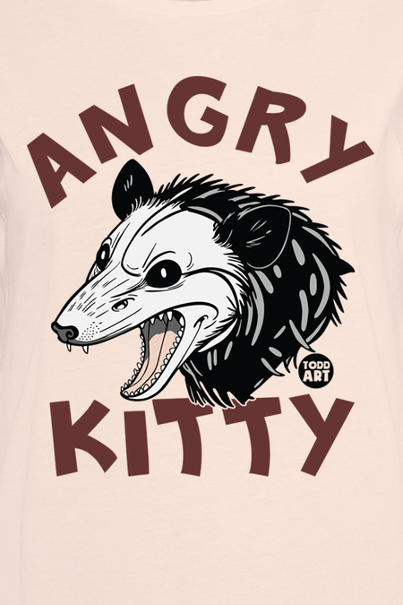 T-Shirt Manches courtes Fun de Todd Goldman - Angry Kitty - Opossum - S à XXL - pour Femme - vieux rose - Todd Goldman - View 2