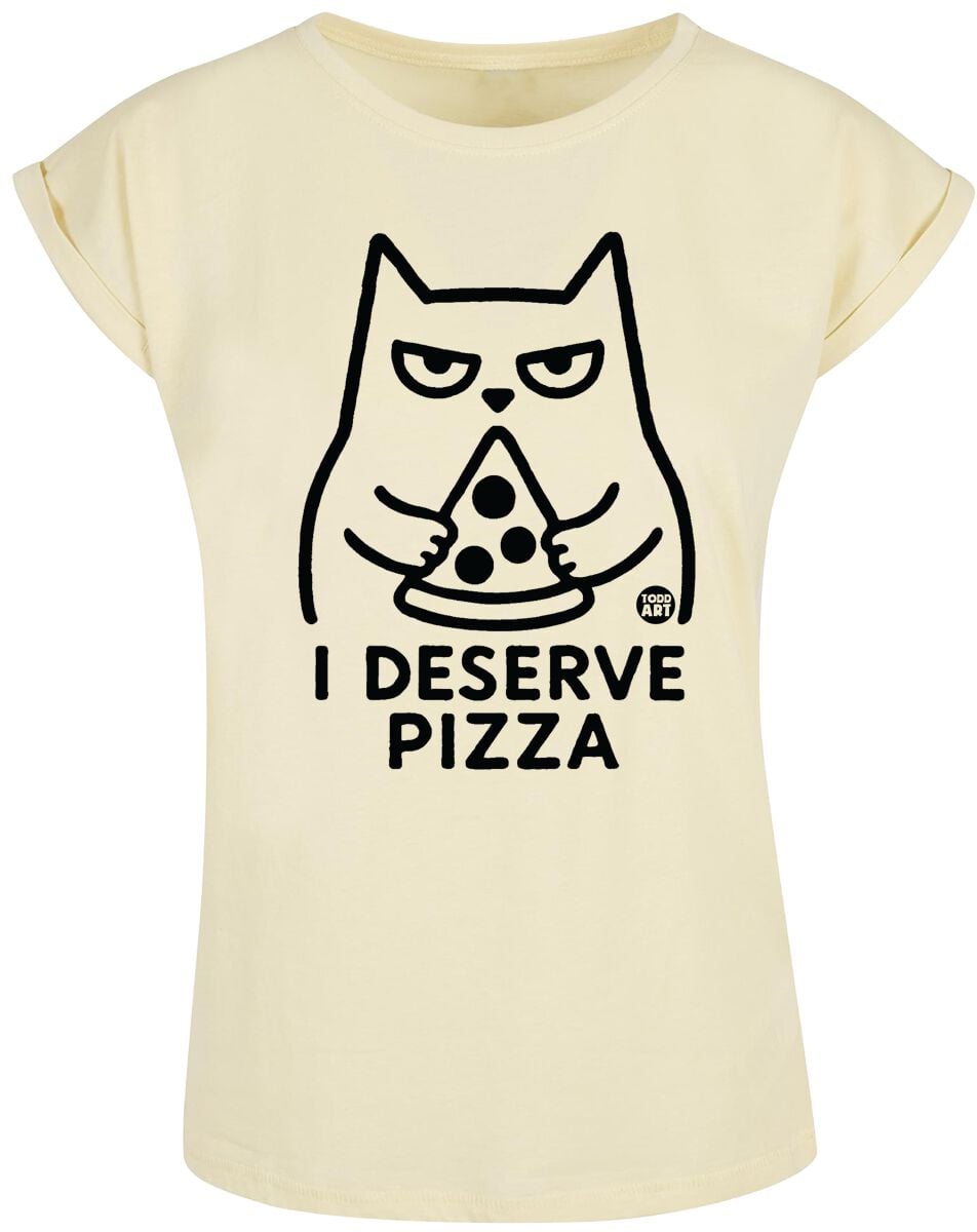 T-Shirt Manches courtes Fun de Todd Goldman - I Deserve Pizza - S à XXL - pour Femme - jaune - Todd Goldman