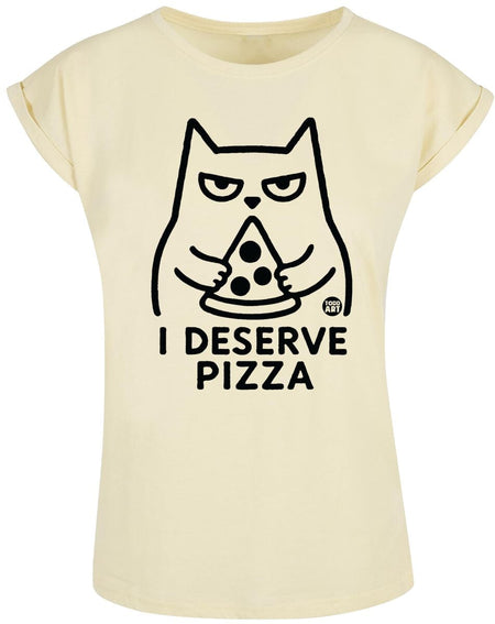 T-Shirt Manches courtes Fun de Todd Goldman - I Deserve Pizza - S à XXL - pour Femme - jaune - Todd Goldman