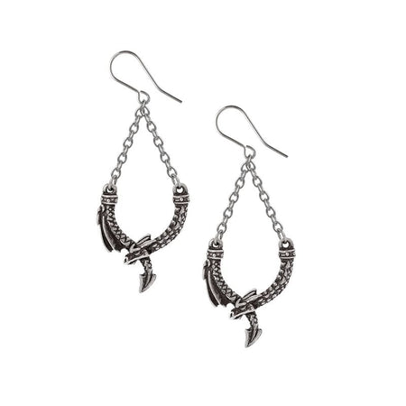 Boucles d'oreilles Gothic de Alchemy Gothic - Dragon`s Lure Danglers - pour Femme - couleur argent - Alchemy Gothic
