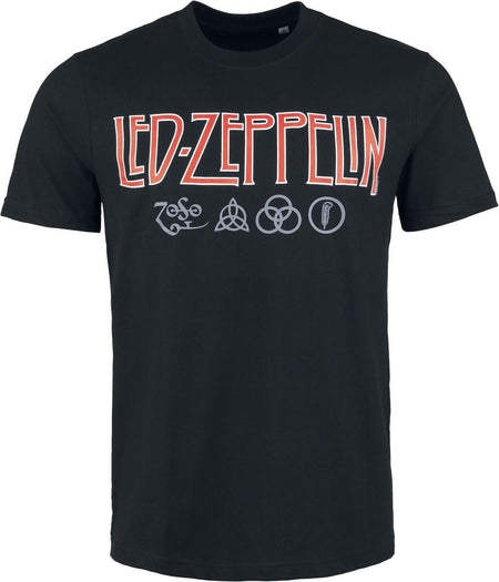 T-Shirt Manches courtes  de Led Zeppelin - Logo & Symbols - S à 5XL - pour Homme - noir - Led Zeppelin