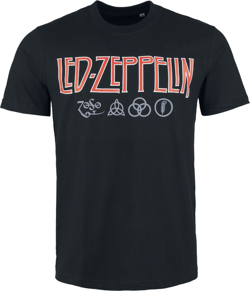 T-Shirt Manches courtes  de Led Zeppelin - Logo & Symbols - S à 5XL - pour Homme - noir - Led Zeppelin