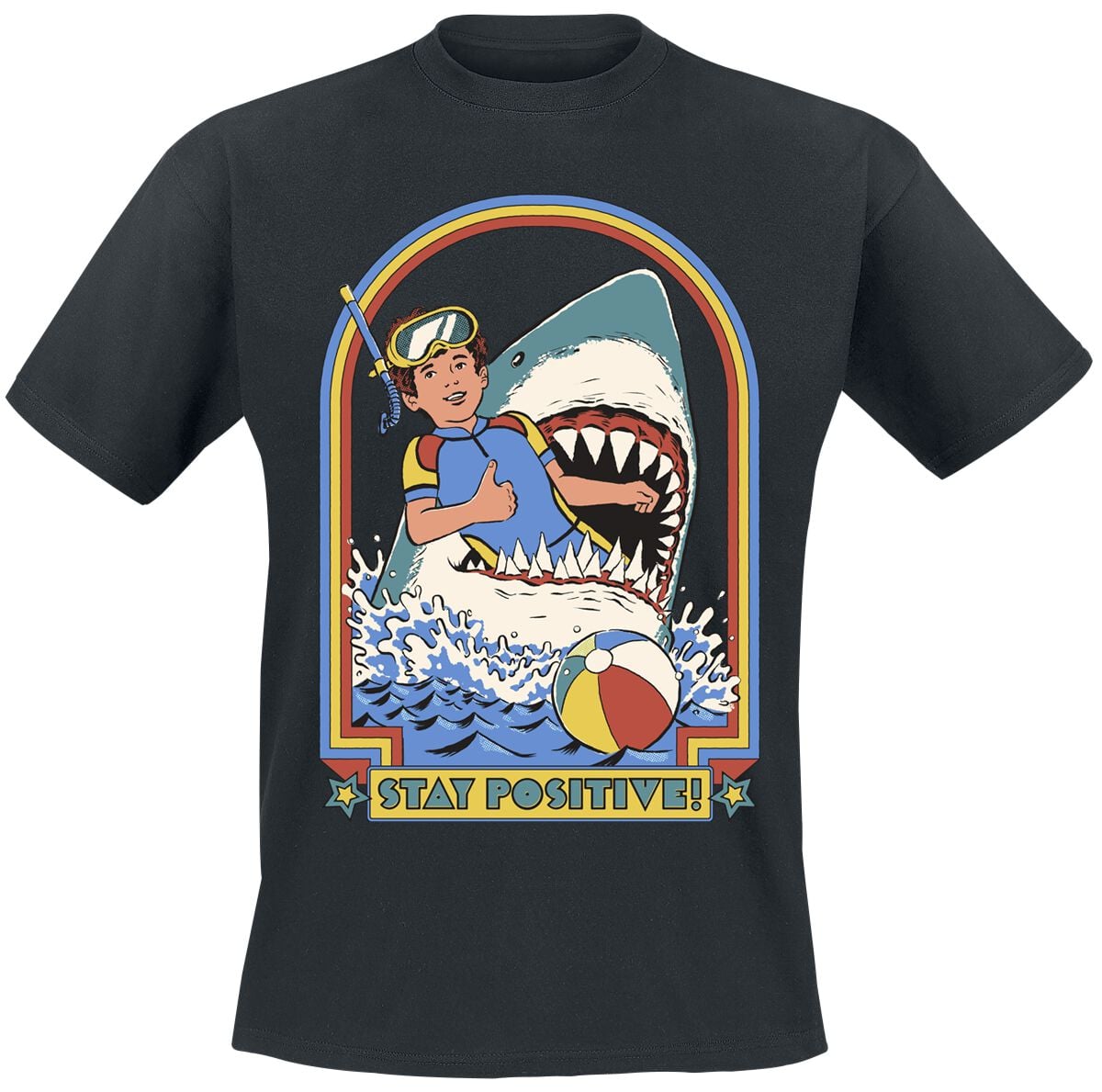 T-Shirt Manches courtes Fun de Steven Rhodes - Stay Positive - M à 3XL - pour Homme - noir - Steven Rhodes