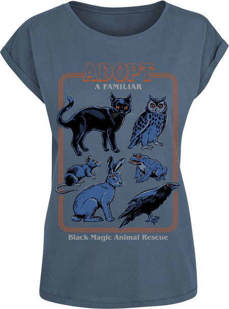 T-Shirt Manches courtes Fun de Steven Rhodes - Adopt A Familiar - S à XXL - pour Femme - bleu - Steven Rhodes