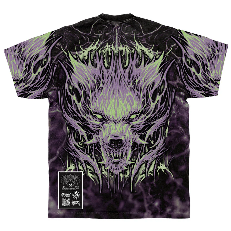 T-Shirt Manches courtes  de Stay Cold Apparel - Alphawolf (allover) - Heavy Oversized T-Shirt (250GSM) Glow In The Dark - XS à 3XL - pour Femme - multicolore - Stay Cold Apparel - View 2