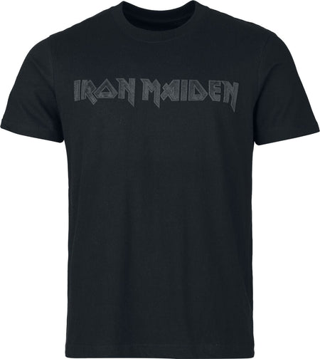 T-Shirt Manches courtes  de Iron Maiden - Black On Black Logo Stacked - S à 5XL - pour Homme - noir - Iron Maiden