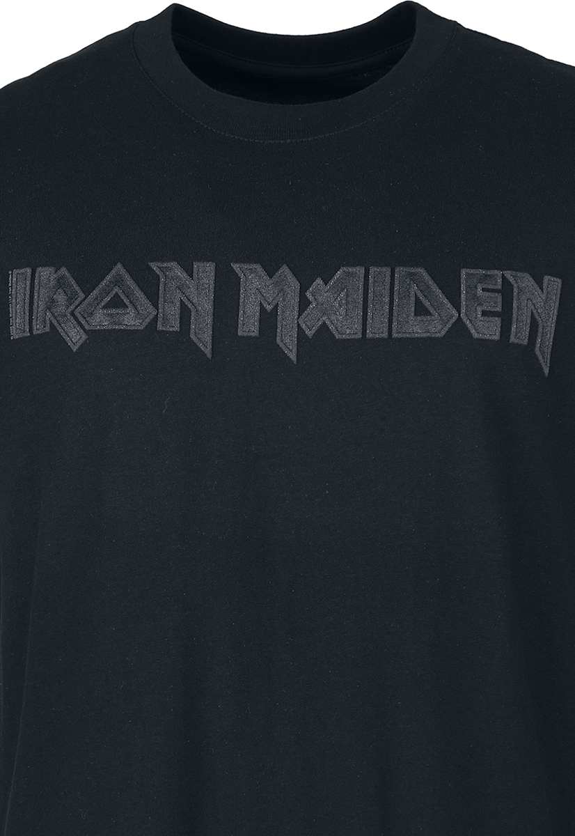 T-Shirt Manches courtes  de Iron Maiden - Black On Black Logo Stacked - S à 5XL - pour Homme - noir - Iron Maiden - View 2