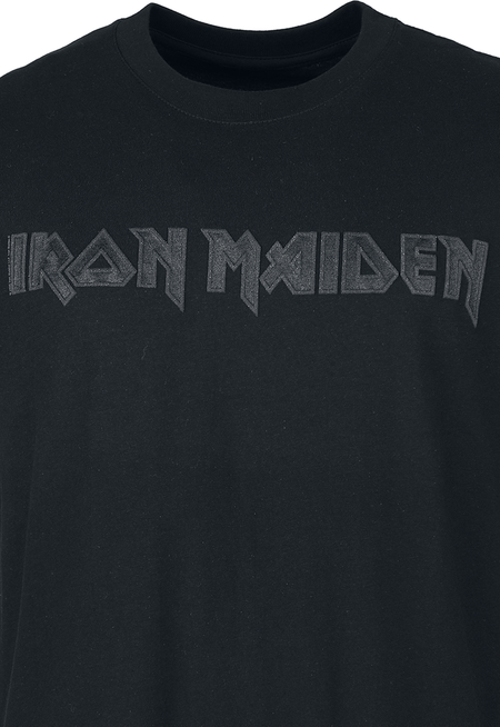 T-Shirt Manches courtes  de Iron Maiden - Black On Black Logo Stacked - S à 5XL - pour Homme - noir - Iron Maiden - View 2