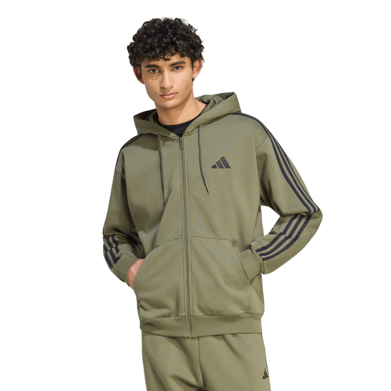 Sweat-shirt zippé à capuche  de Adidas - M 3S FL FZ HD - S à XXL - pour Homme - vert - Adidas - View 2