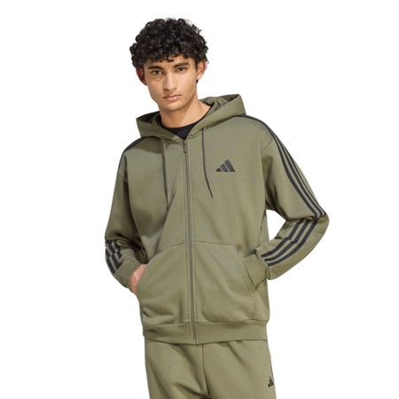 Sweat-shirt zippé à capuche  de Adidas - M 3S FL FZ HD - S à XXL - pour Homme - vert - Adidas - View 2