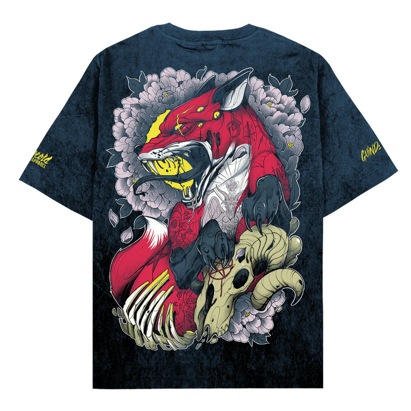 T-Shirt Manches courtes  de Stay Cold Apparel - Zombie Fox (black petrol) - Oversized T-Shirt (200GSM) - XS à 3XL - pour Homme - bleu pétrole/noir - Stay Cold Apparel - View 2