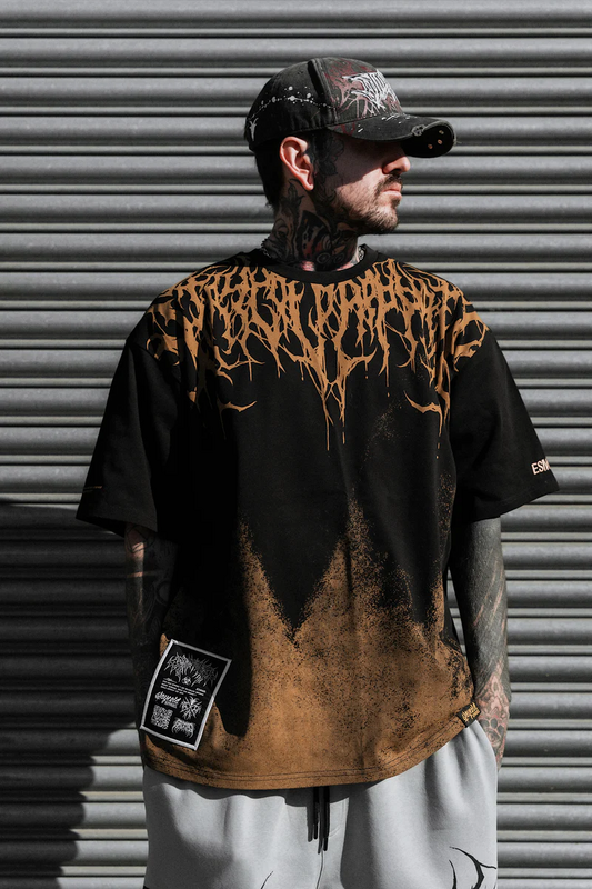 T-Shirt Manches courtes  de Stay Cold Apparel - Reign Of Blood (ocker) - Heavy Oversized T-Shirt (250 GSM) - XS à 3XL - pour Homme - noir/ocre - Stay Cold Apparel - View 2