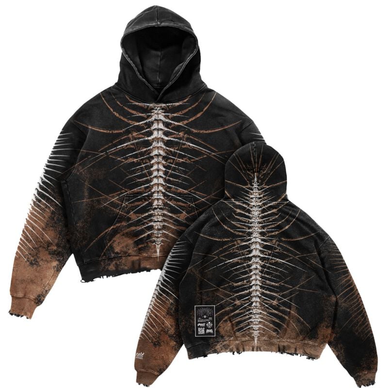 Sweat-shirt à capuche  de Stay Cold Apparel - Lineage Of Dusk (ocker) - Heavy Oversized Hoodie (400GSM) - S à M - pour Homme - noir/ocre - Stay Cold Apparel