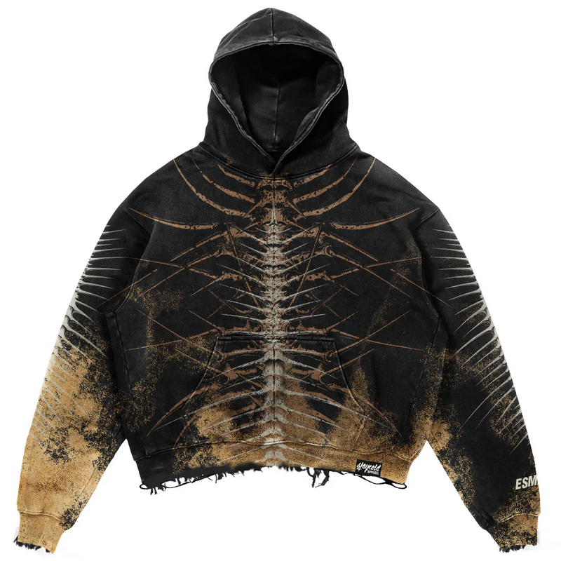 Sweat-shirt à capuche  de Stay Cold Apparel - Lineage Of Dusk (ocker) - Heavy Oversized Hoodie (400GSM) - S à M - pour Homme - noir/ocre - Stay Cold Apparel - View 2
