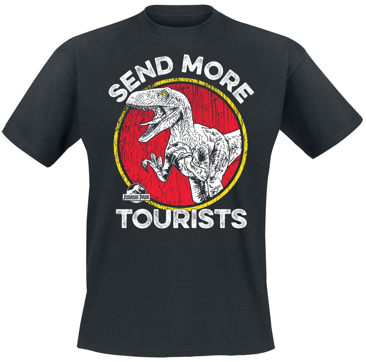 T-Shirt Manches courtes  de Jurassic Park - Send More Tourists - S à XXL - pour Homme - noir - Jurassic Park