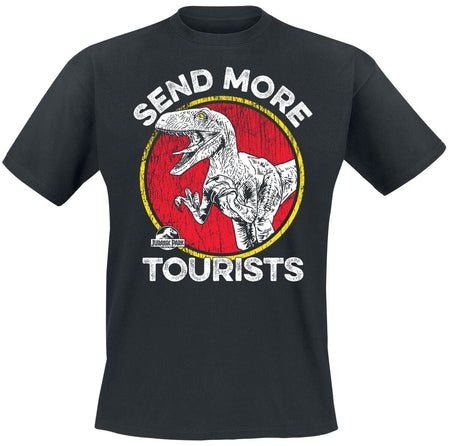 T-Shirt Manches courtes  de Jurassic Park - Send More Tourists - S à XXL - pour Homme - noir - Jurassic Park