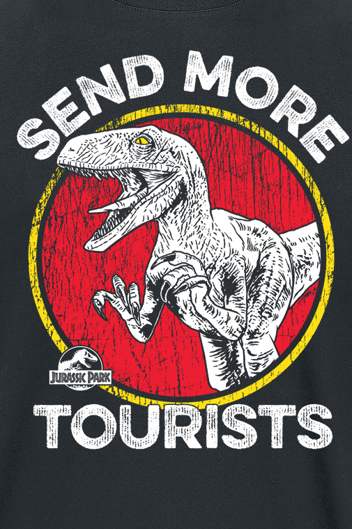 T-Shirt Manches courtes  de Jurassic Park - Send More Tourists - S à XXL - pour Homme - noir - Jurassic Park - View 2