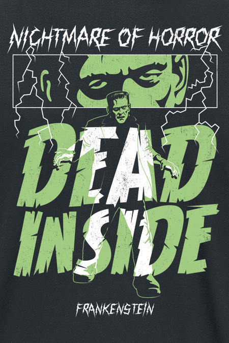 T-Shirt Manches courtes  de Monstres Universels - Frankenstein - Dead Inside - S à XXL - pour Homme - noir - Monstres Universels - View 2