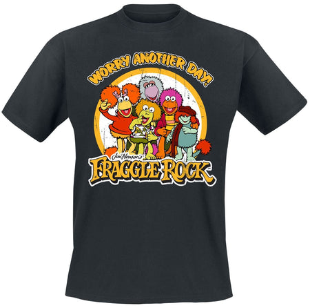 T-Shirt Manches courtes  de Fraggle Rock - Fraggle Rock - Worry Another Day - S à XXL - pour Homme - noir - Fraggle Rock