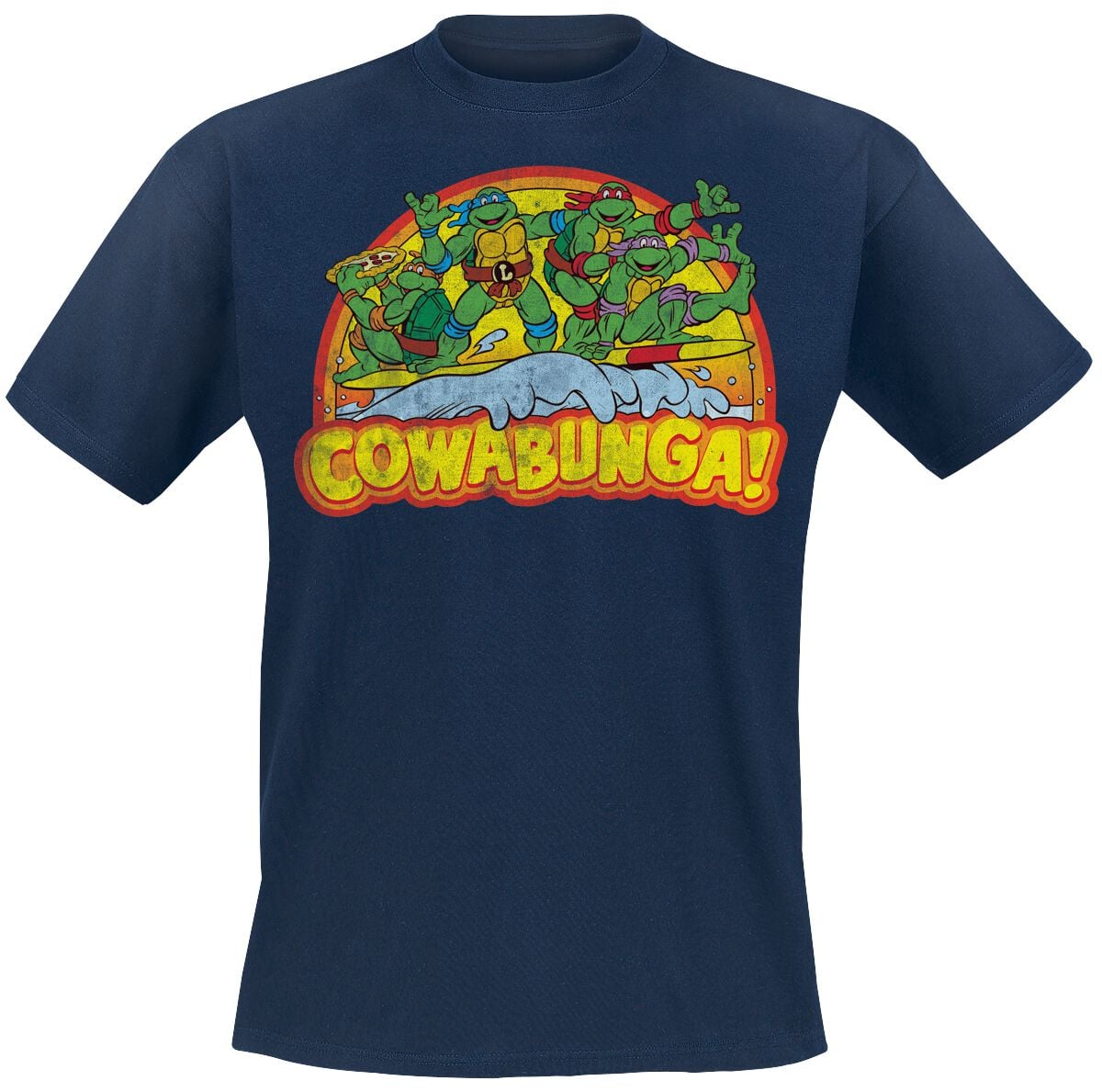 T-Shirt Manches courtes  de Les Tortues Ninja - Cowabunga - S à XXL - pour Homme - marine - Les Tortues Ninja