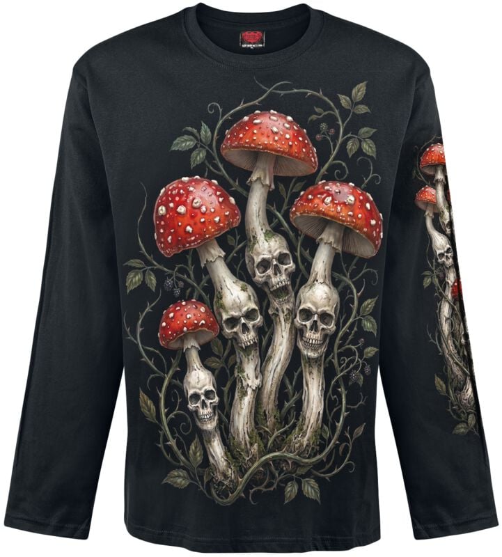 T-shirt manches longues  de Spiral - Shrooms - M à XXL - pour Homme - noir - Spiral
