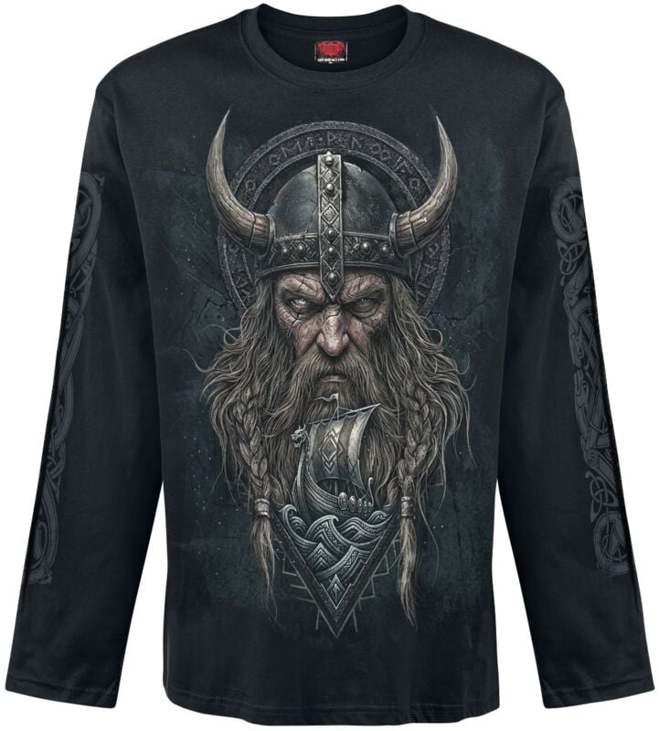 T-shirt manches longues  de Spiral - Viking Norsemen - M à XXL - pour Homme - noir - Spiral