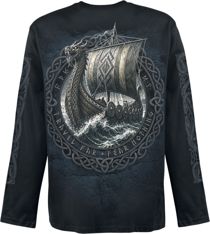 T-shirt manches longues  de Spiral - Viking Norsemen - M à XXL - pour Homme - noir - Spiral - View 2