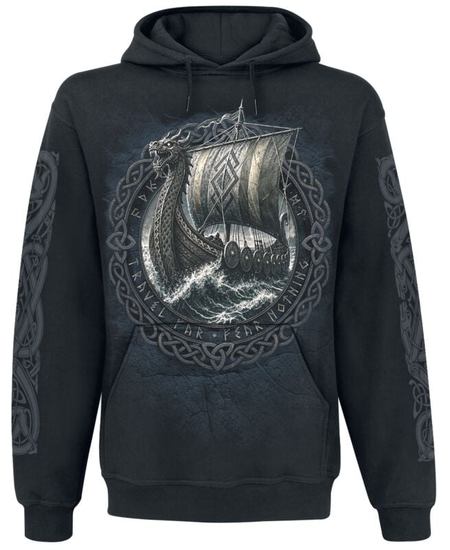 Sweat-shirt à capuche  de Spiral - Viking Norsemen - S à 4XL - pour Homme - noir - Spiral