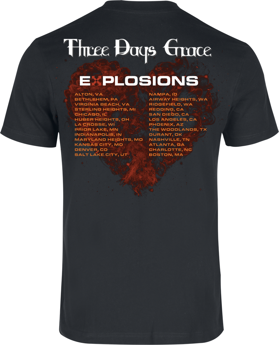 T-Shirt Manches courtes  de Three Days Grace - Grace Explotions - S à 3XL - pour Homme - noir - Three Days Grace - View 2