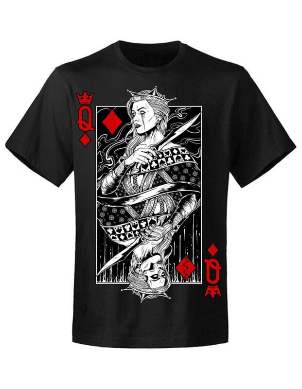 T-Shirt Manches courtes  de Hysteria Ink - Queen Of Diamonds - S à 5XL - pour Homme - noir - Hysteria Ink