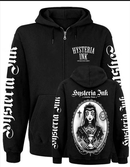 Sweat-shirt zippé à capuche  de Hysteria Ink - X Screaming Demons Laura Hourglass - S à 5XL - pour Homme - noir - Hysteria Ink